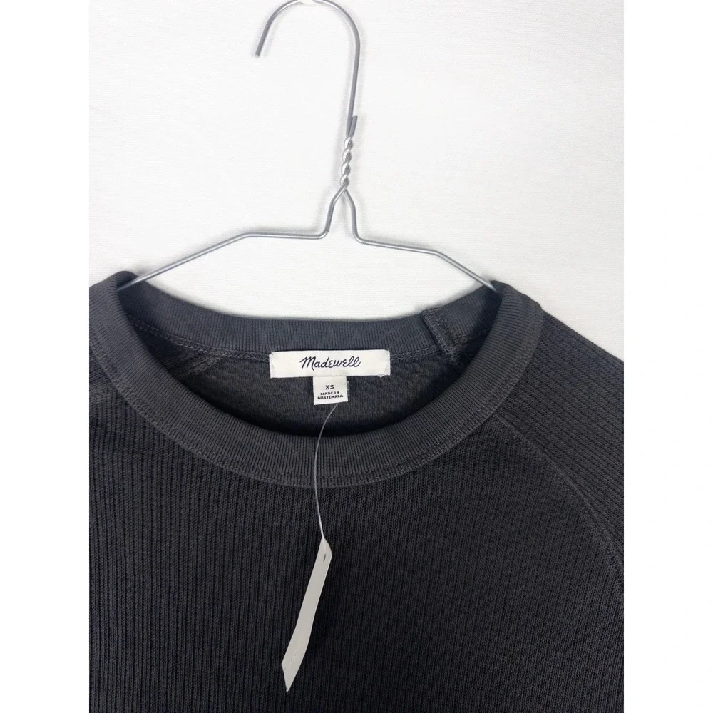 NWT Madewell‎ Womens Sweater XS Heather Gray Pullover Solid Knit Cotton